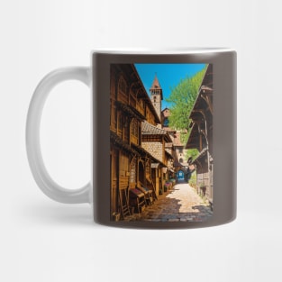 Medieval Market in an Idyllic Village Mug